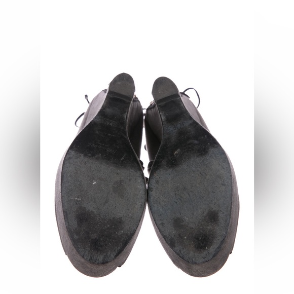 💯AUTH YSL YVES SAINT LAURENT LACE UP 7.5 37.5 WAVE HEEL PLATFORM ANKLE BOOT - Picture 5 of 6